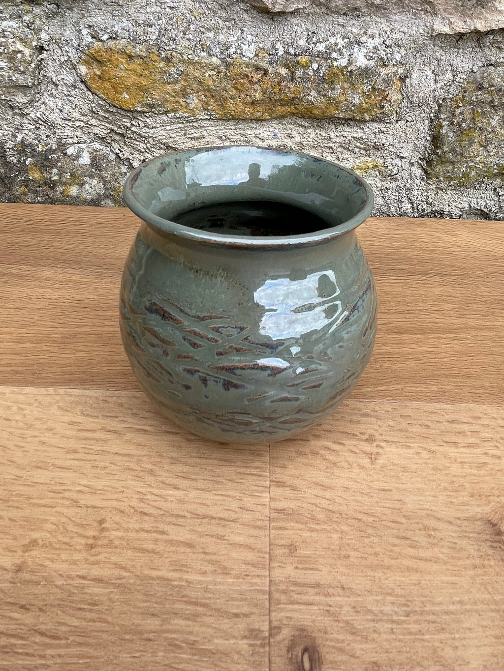 Vase - Green, Grey & Brown Textured - 261