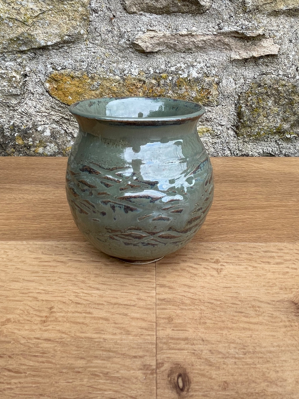 Vase - Green, Grey & Brown Textured - 261