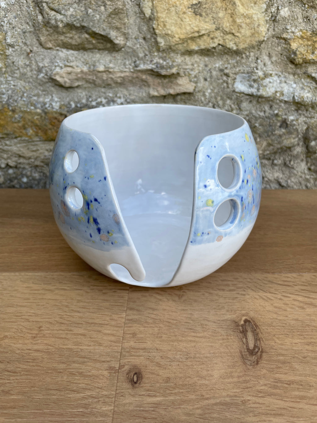 Yarn Bowl - White, Blue, Yellow & Orange - 956