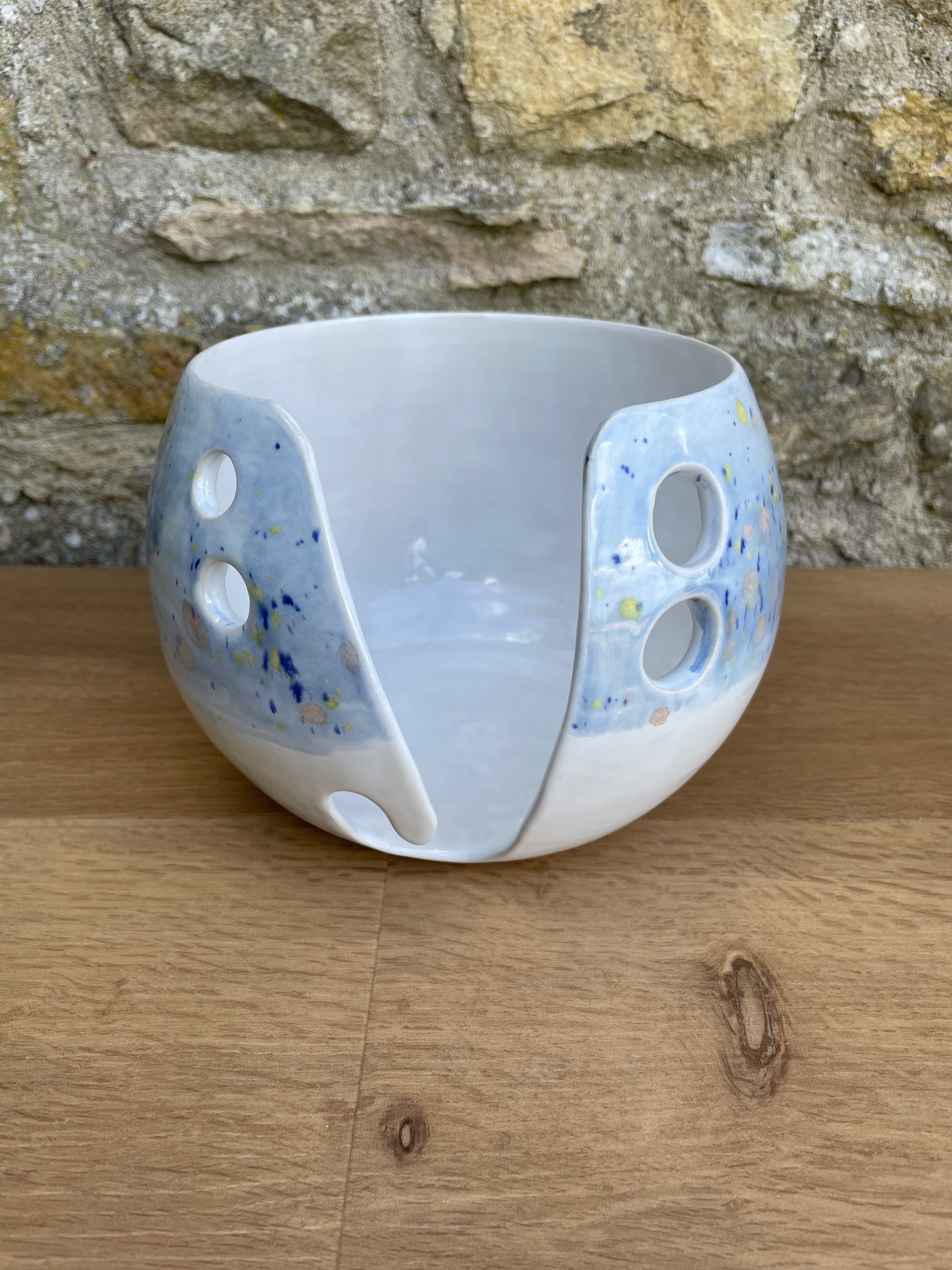 Yarn Bowl - White, Blue, Yellow & Orange - 956