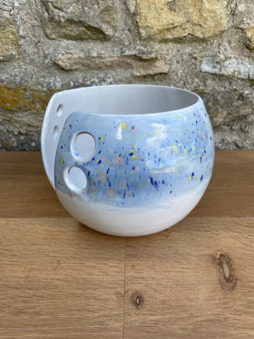 Yarn Bowl - White, Blue, Yellow & Orange - 956