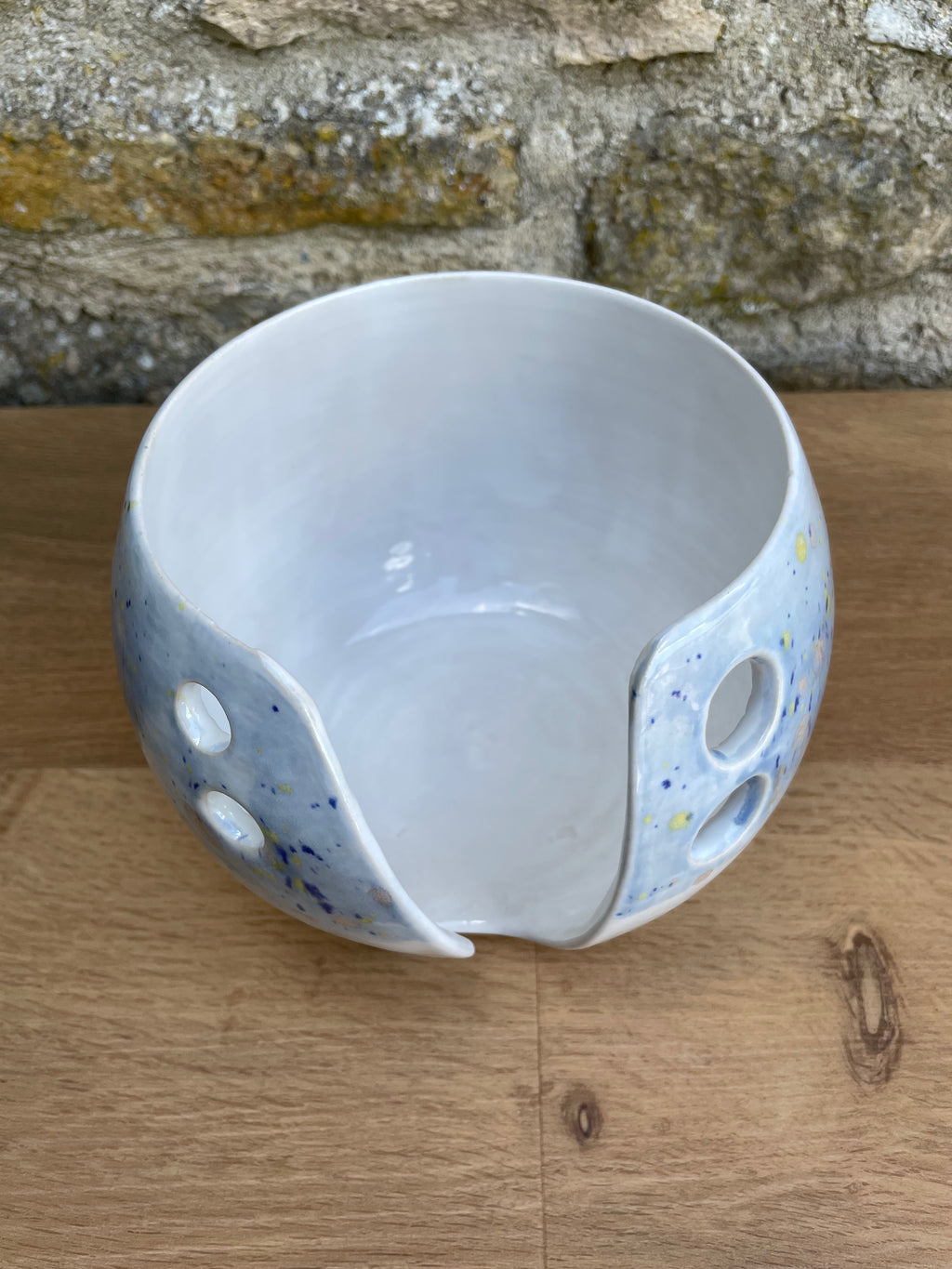 Yarn Bowl - White, Blue, Yellow & Orange - 956
