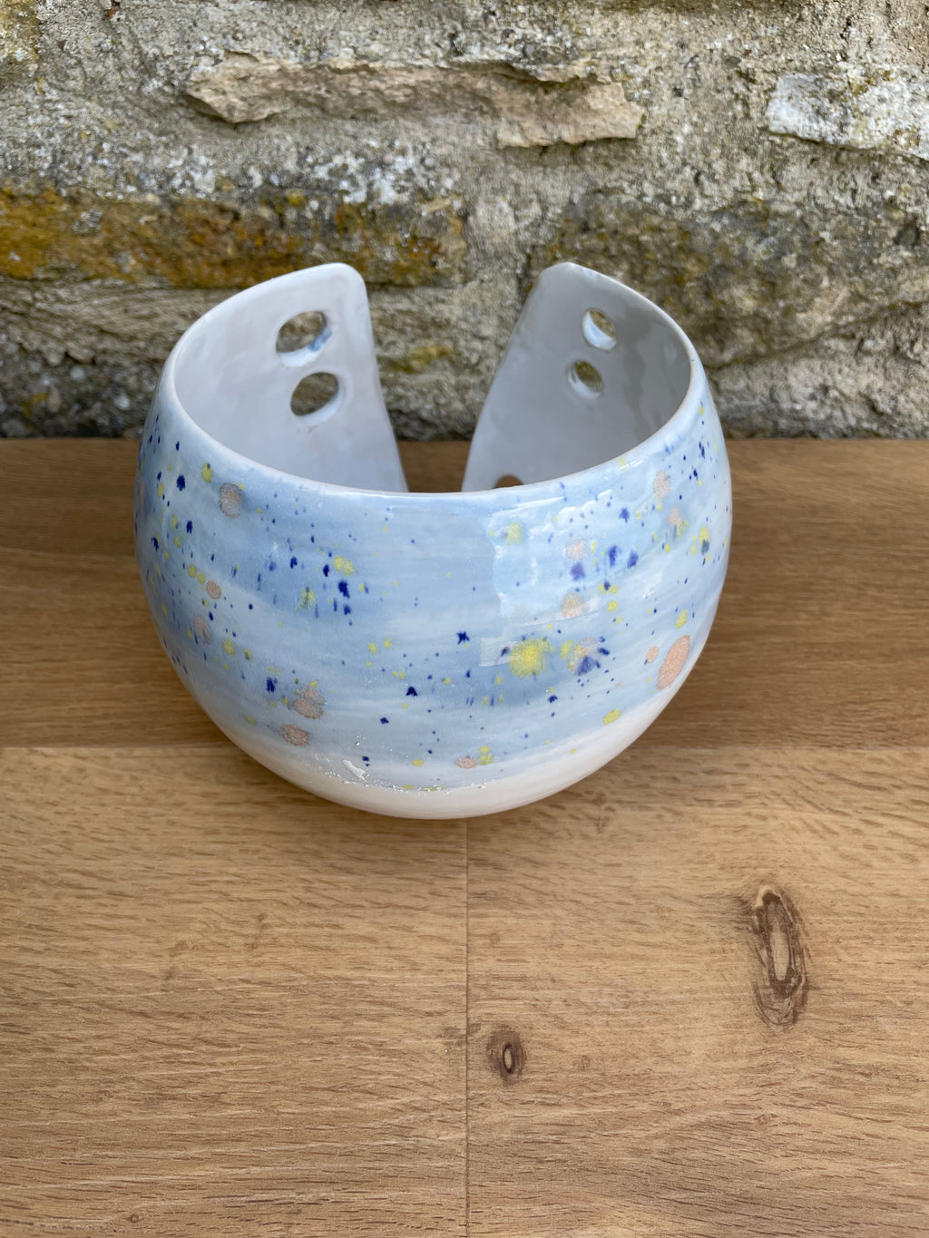 Yarn Bowl - White, Blue, Yellow & Orange - 956