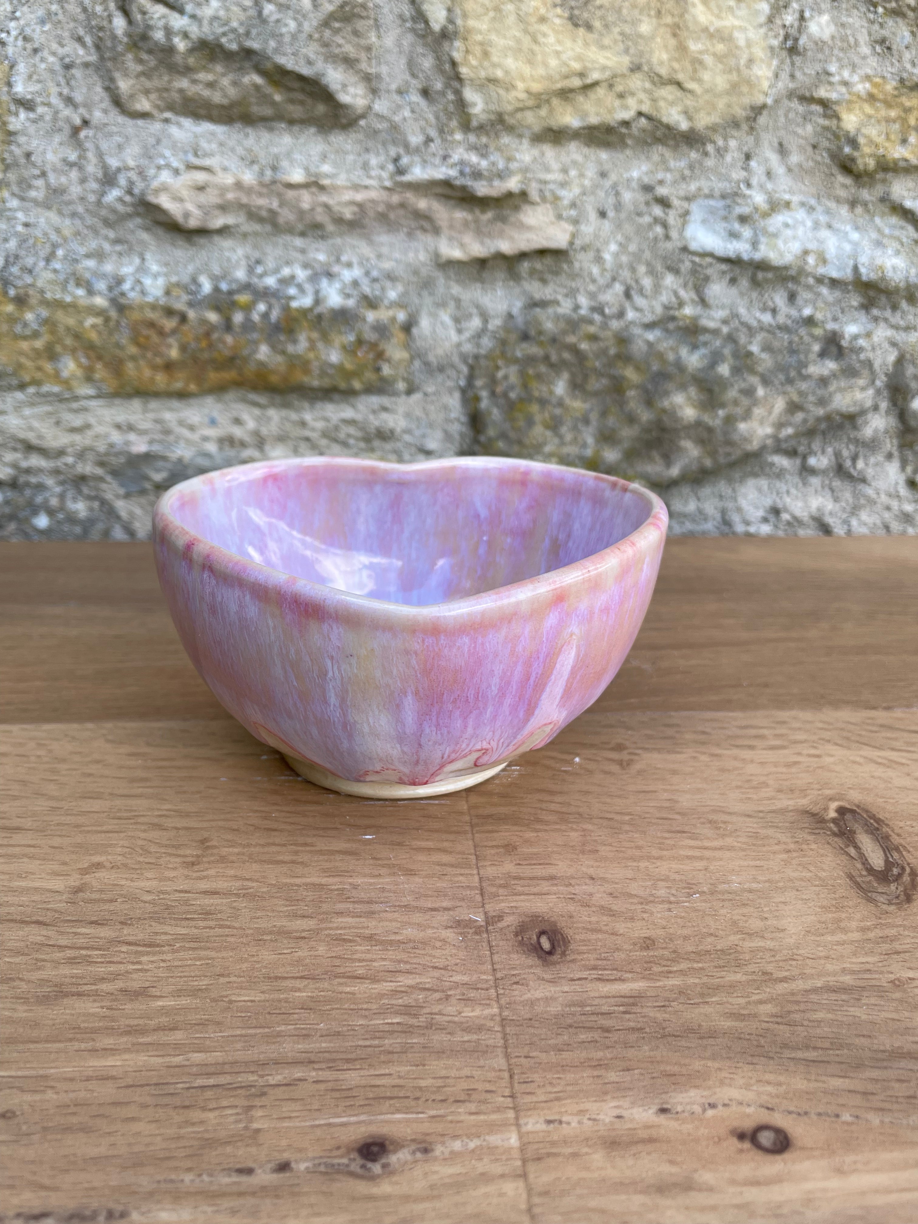 Bowl - Heart Shaped, Pink, Lilac & White - 962