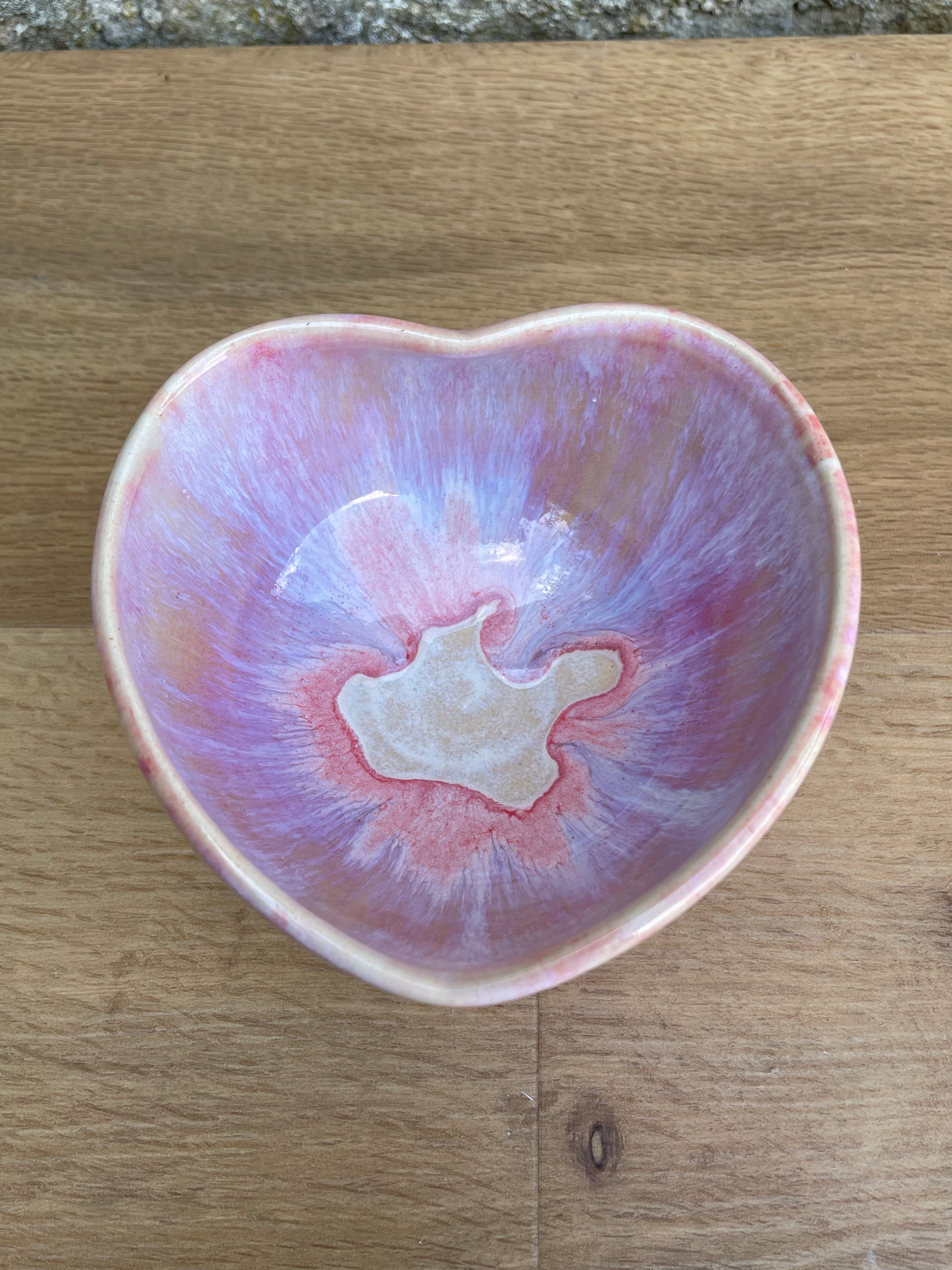 Bowl - Heart Shaped, Pink, Lilac & White - 962