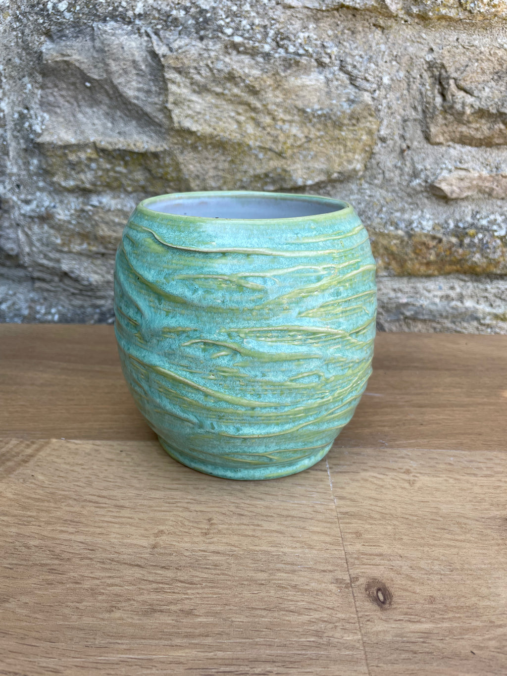 Vase - Green, Yellow, Textured - 974