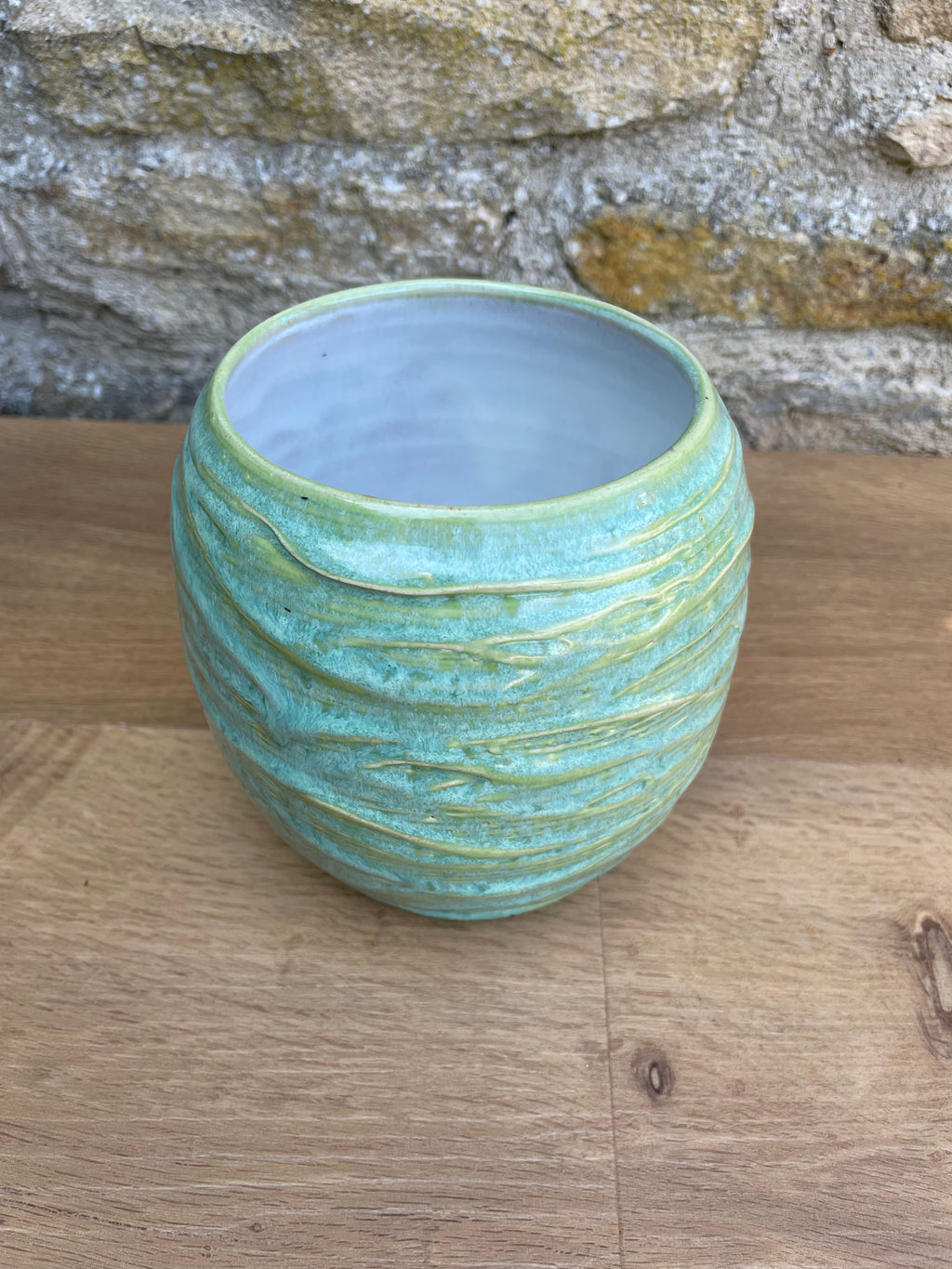Vase - Green, Yellow, Textured - 974