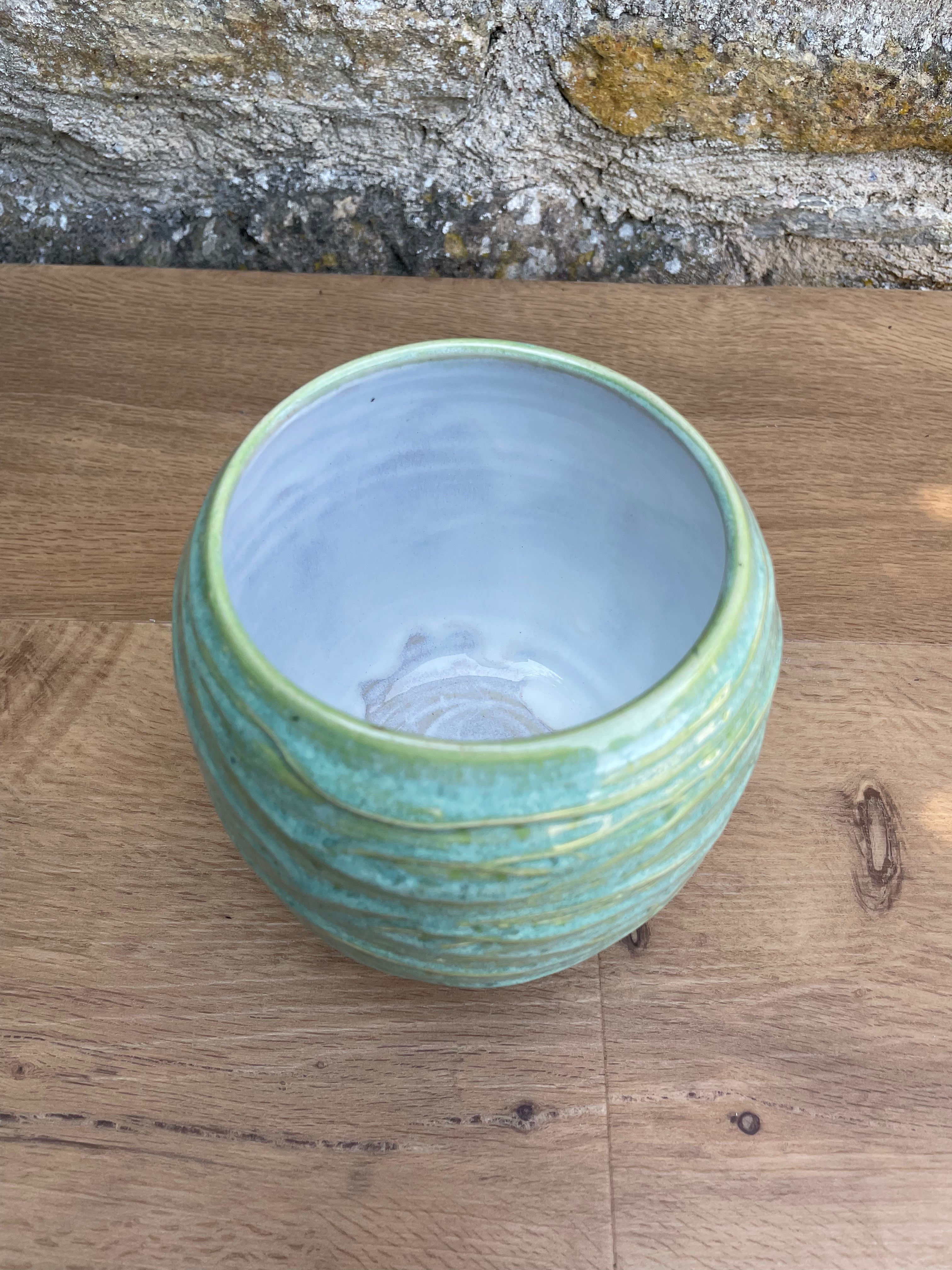 Vase - Green, Yellow, Textured - 974