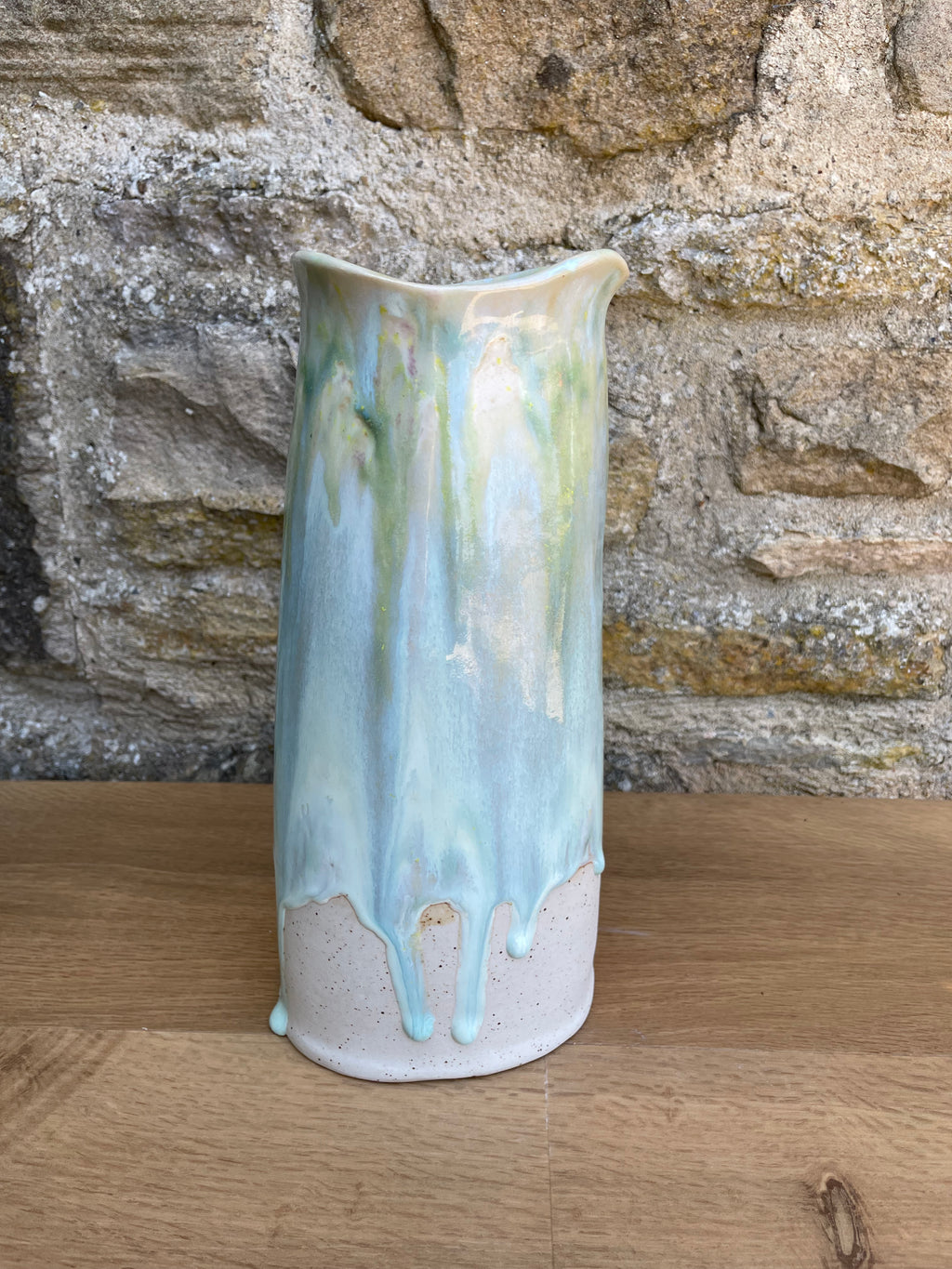 Vase - Tall, Green & White - 959