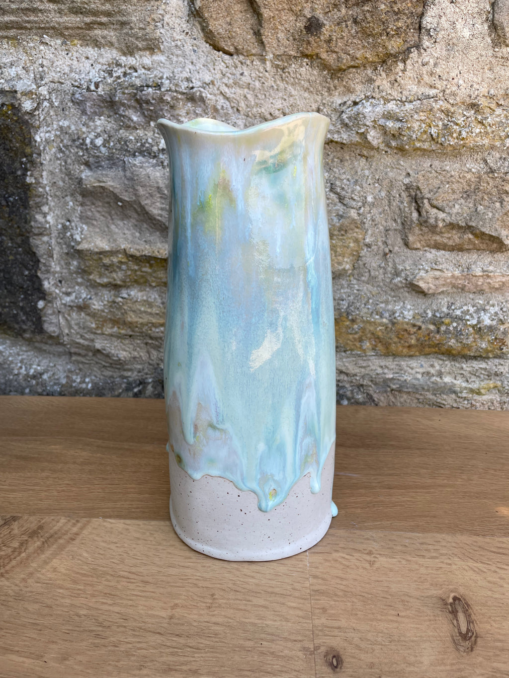 Vase - Tall, Green & White - 959