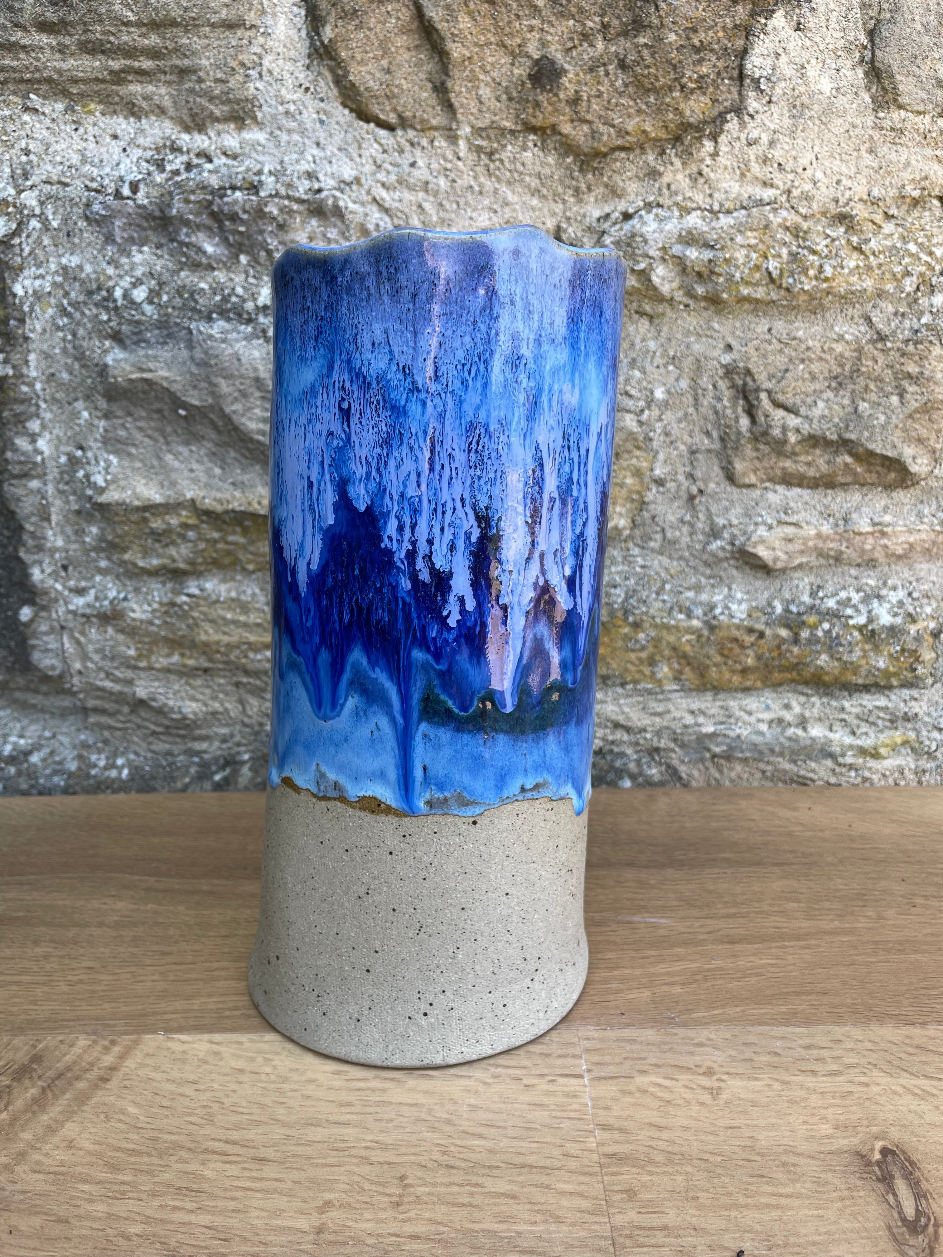 Vase - Tall, Blue & White - 948