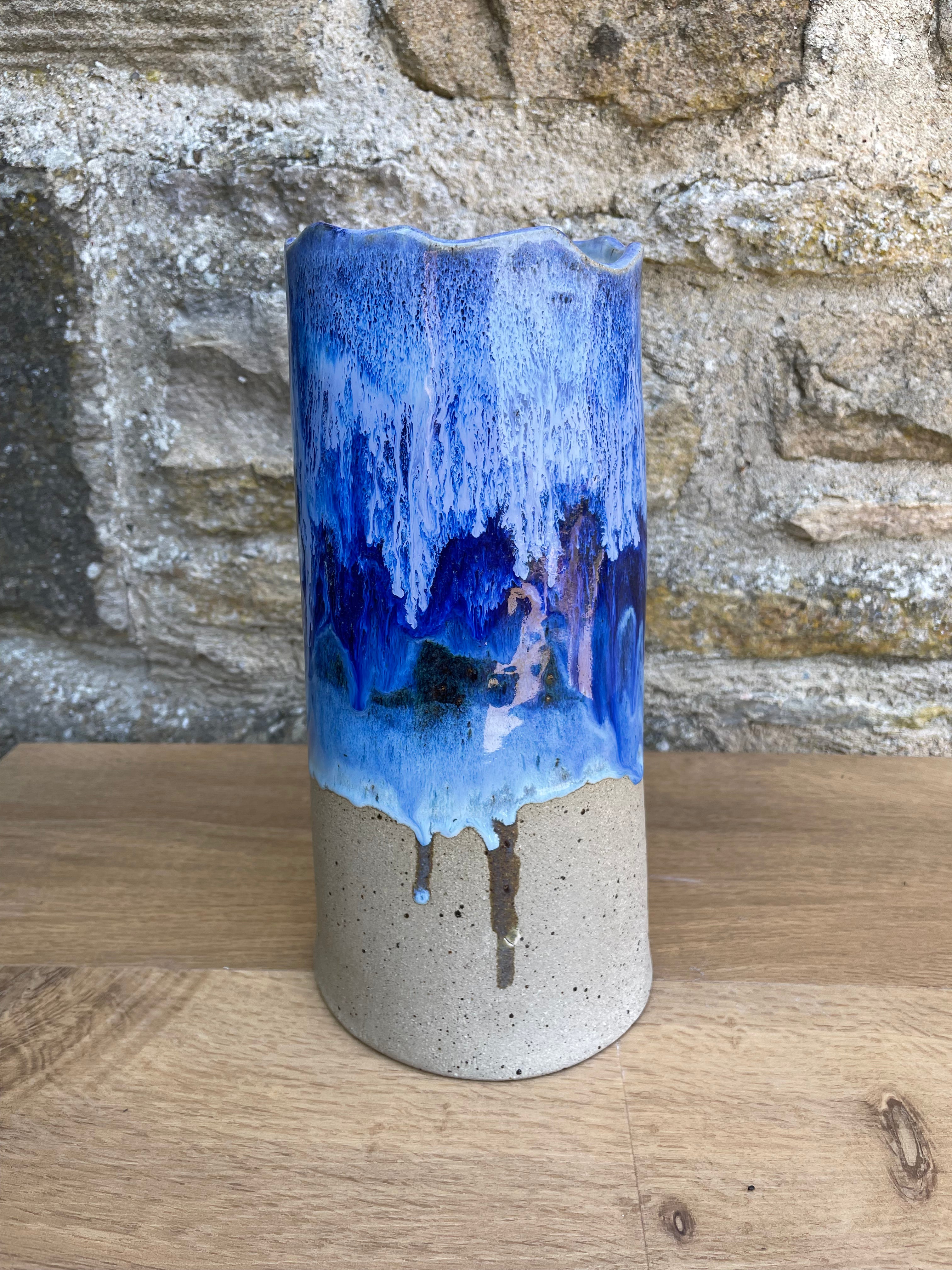 Vase - Tall, Blue & White - 948