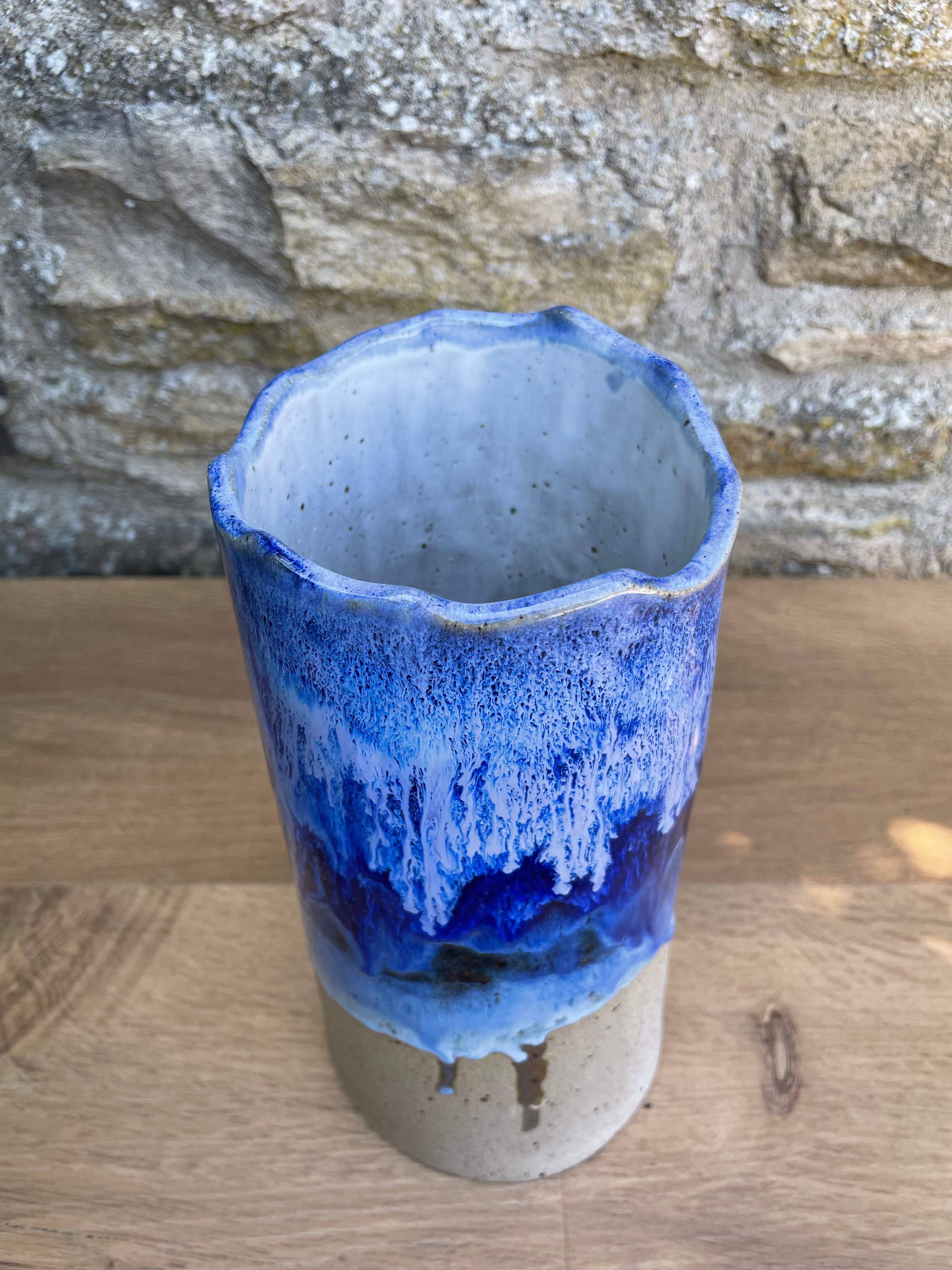 Vase - Tall, Blue & White - 948