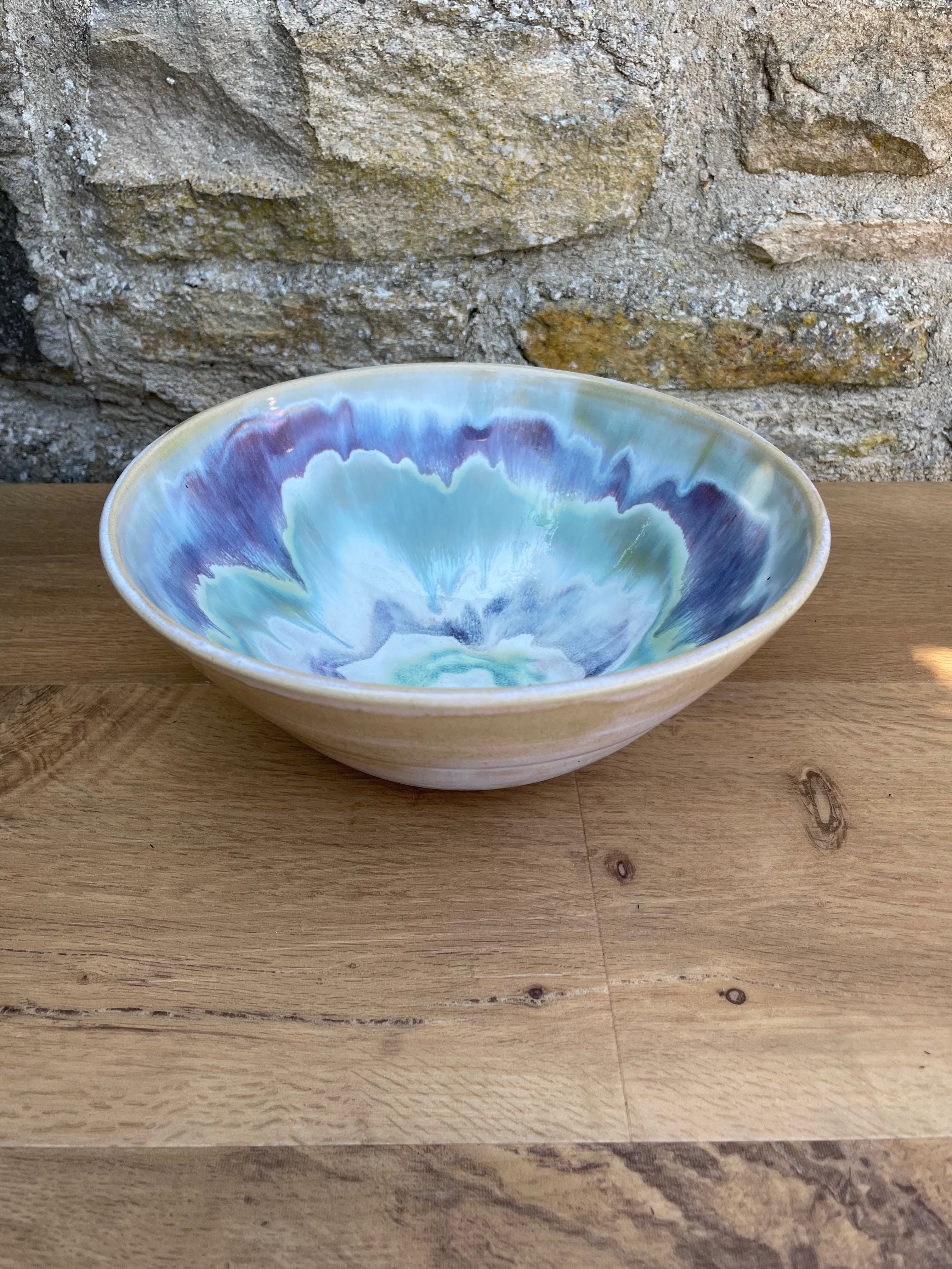 Bowl - Purple, Green & White - 965