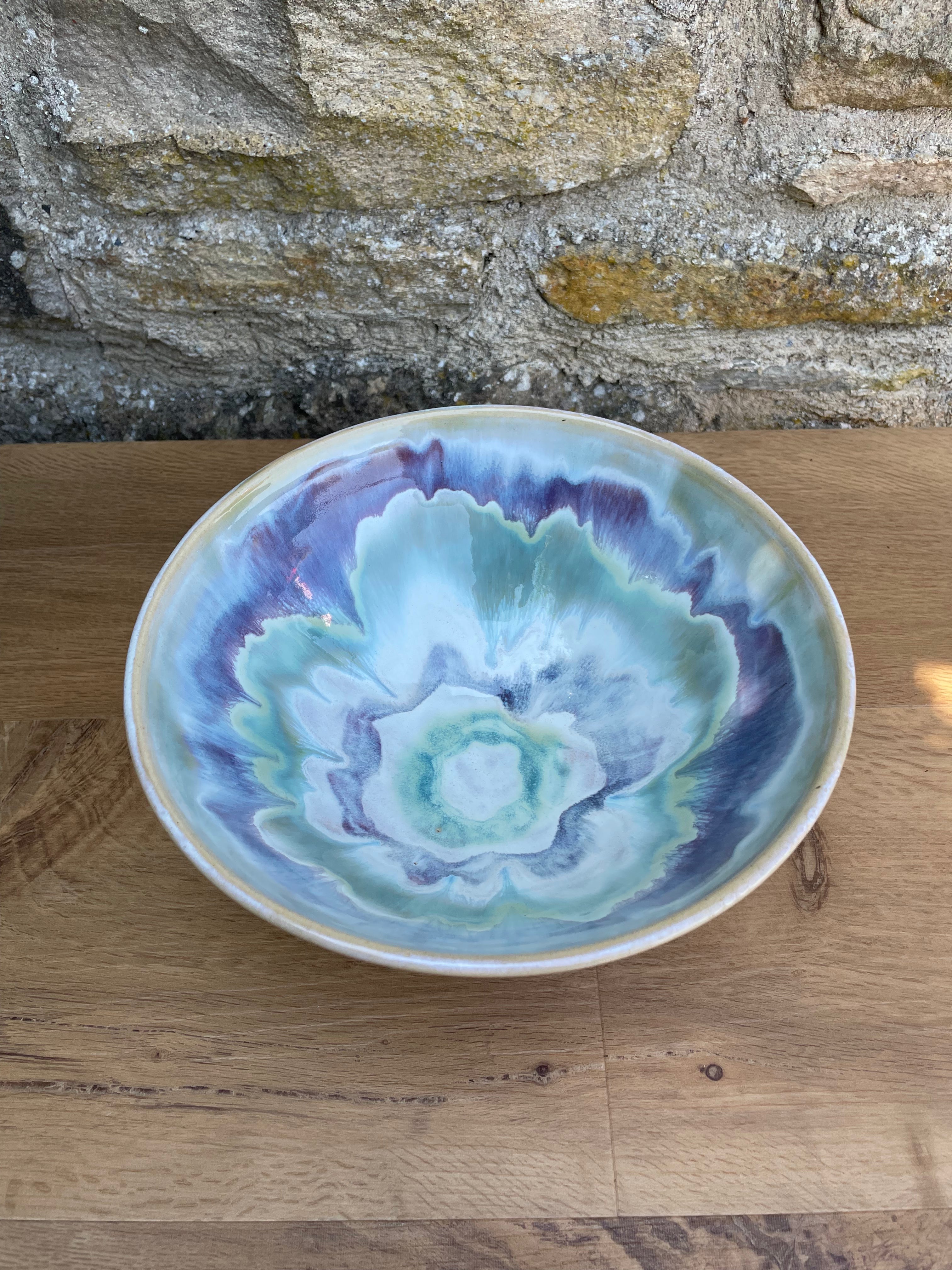 Bowl - Purple, Green & White - 965