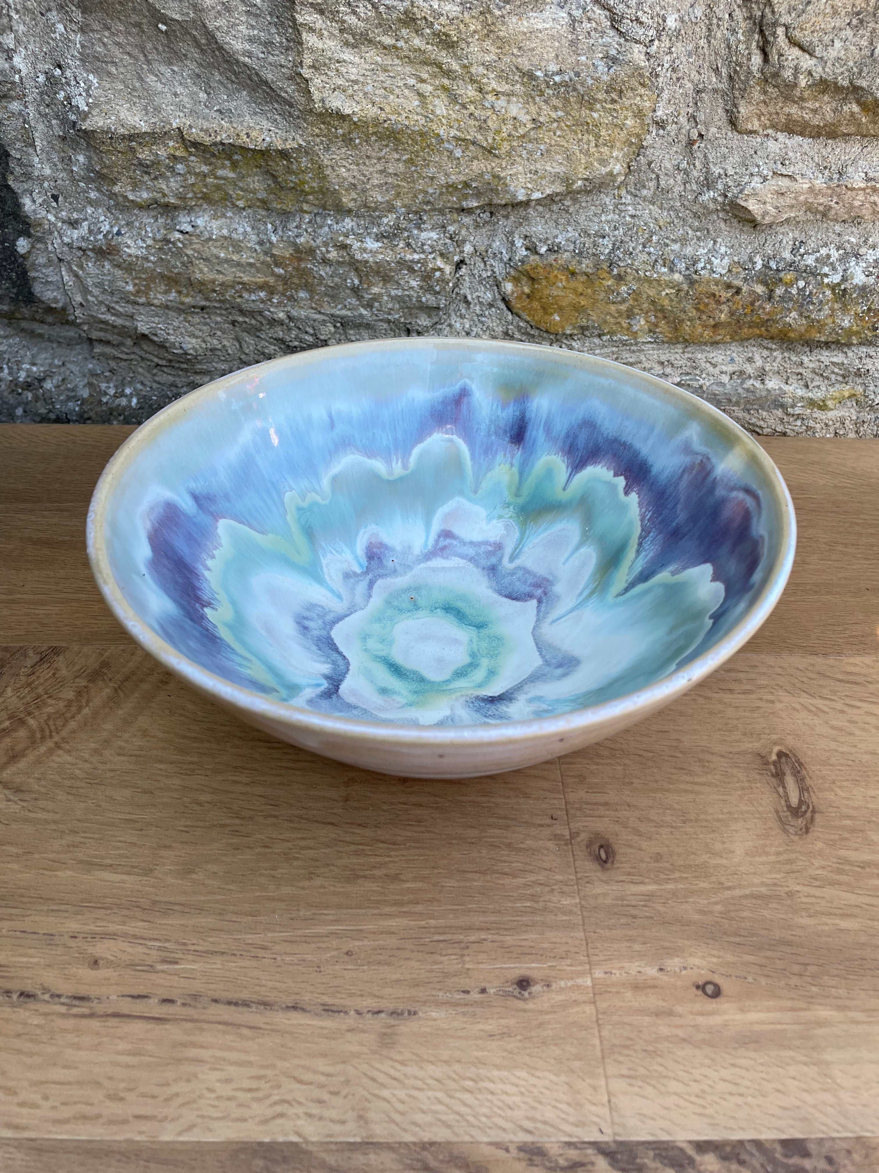 Bowl - Purple, Green & White - 965