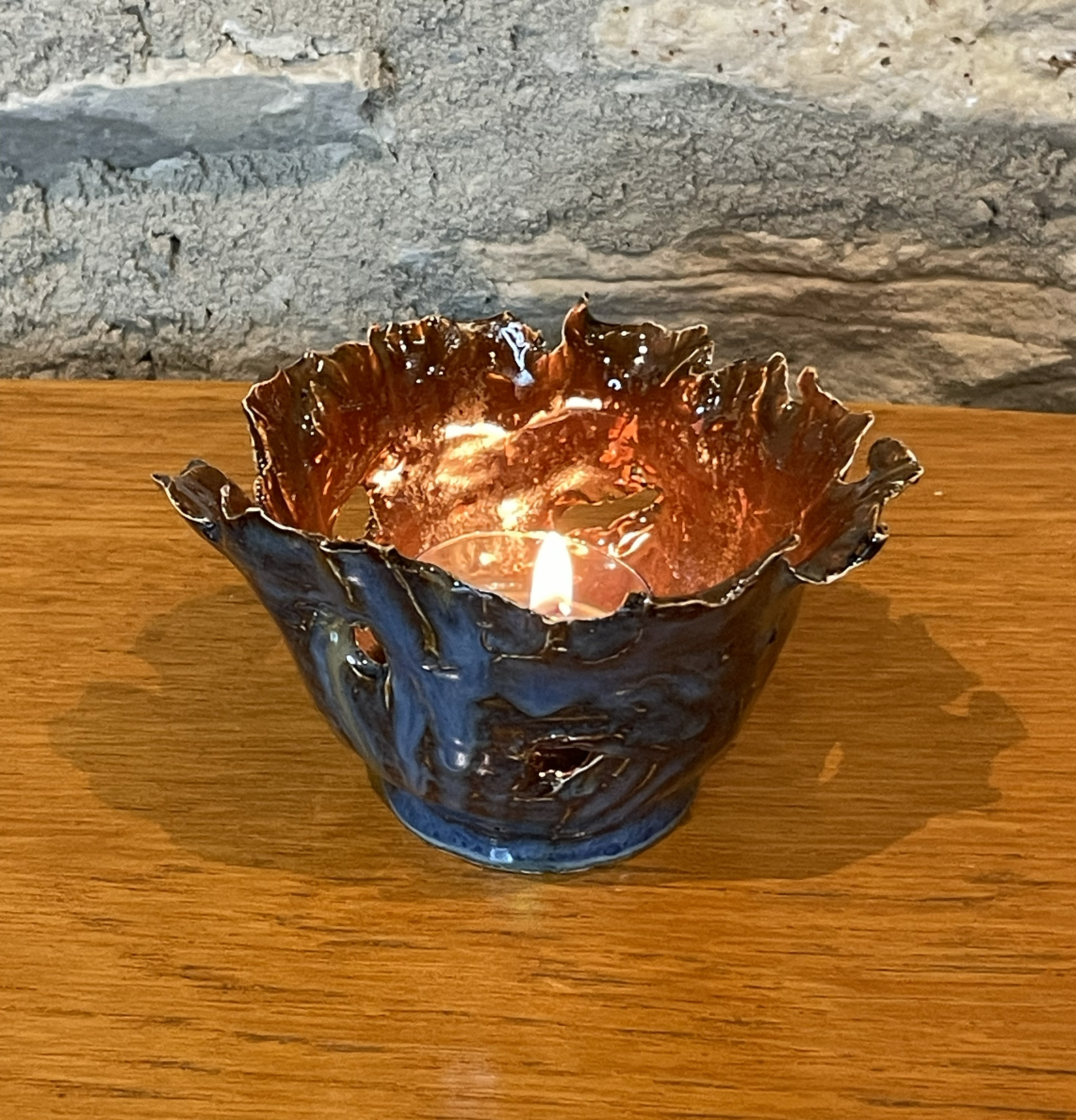 Candle Holder - Green, Copper - 786